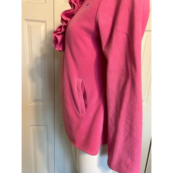 Lilly Pulitzer womens Pink Ruffle Quarter Zip Fleece Pullover Size S - Picture 5 of 9